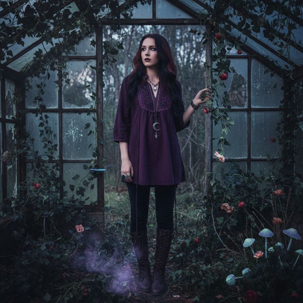 FANG XL Purple Boho Peasant Top Lace Pintuck Tunic 3/4 Sleeve Whimsigoth Fairy